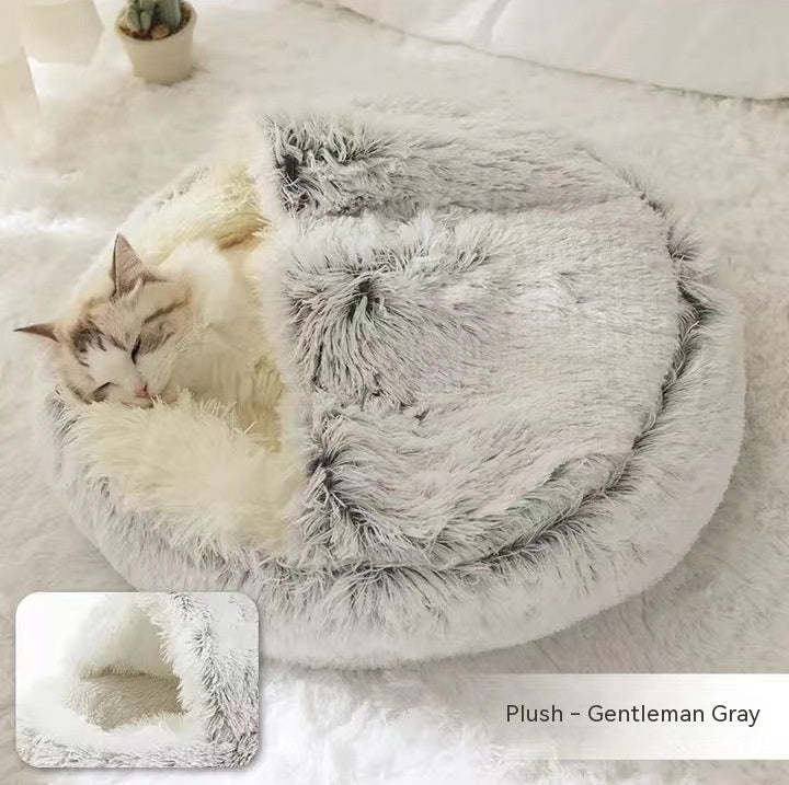 2-in-1 Luxury Plush Pet Bed – Ultra-Soft, Warm & Calming Dog & Cat Bed for Better Sleep
