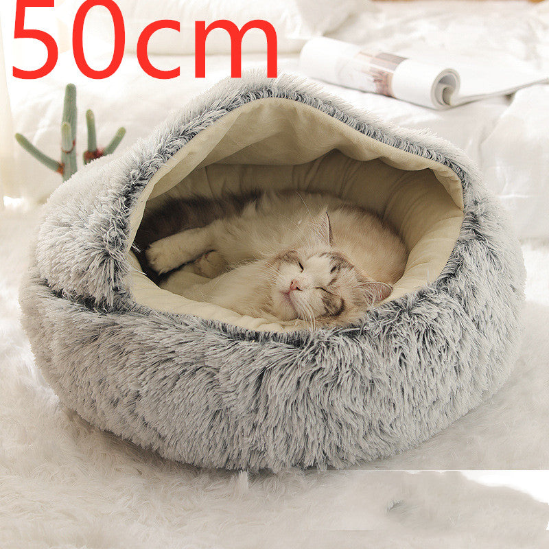 2-in-1 Luxury Plush Pet Bed – Ultra-Soft, Warm & Calming Dog & Cat Bed for Better Sleep