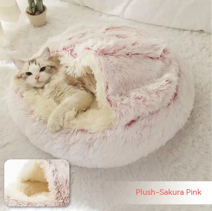 2-in-1 Luxury Plush Pet Bed – Ultra-Soft, Warm & Calming Dog & Cat Bed for Better Sleep