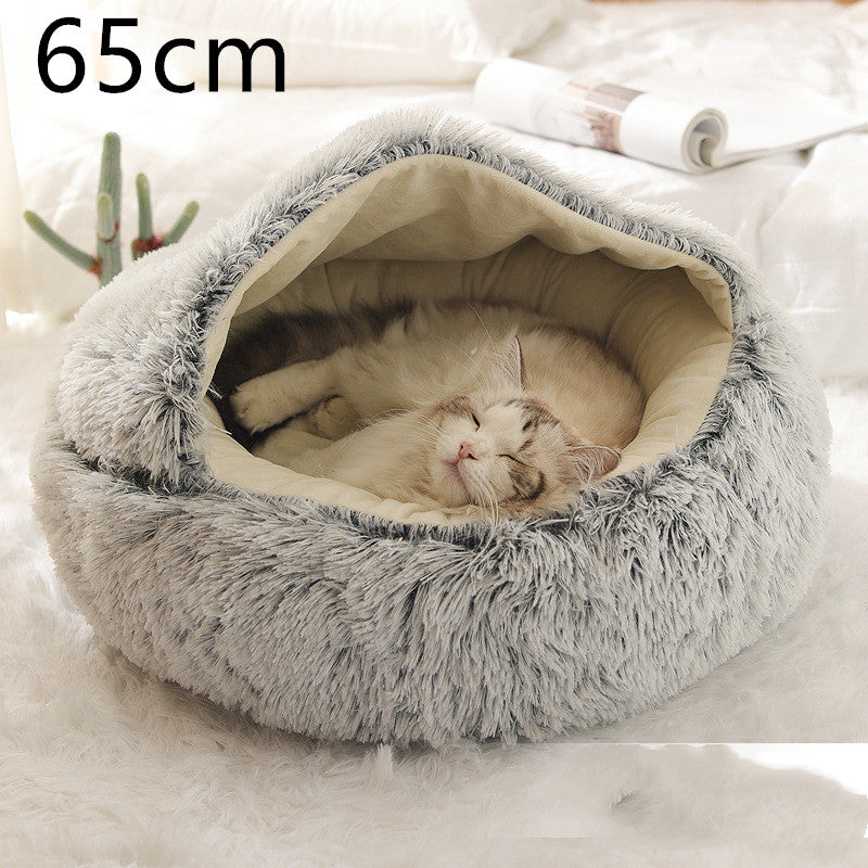 2-in-1 Luxury Plush Pet Bed – Ultra-Soft, Warm & Calming Dog & Cat Bed for Better Sleep