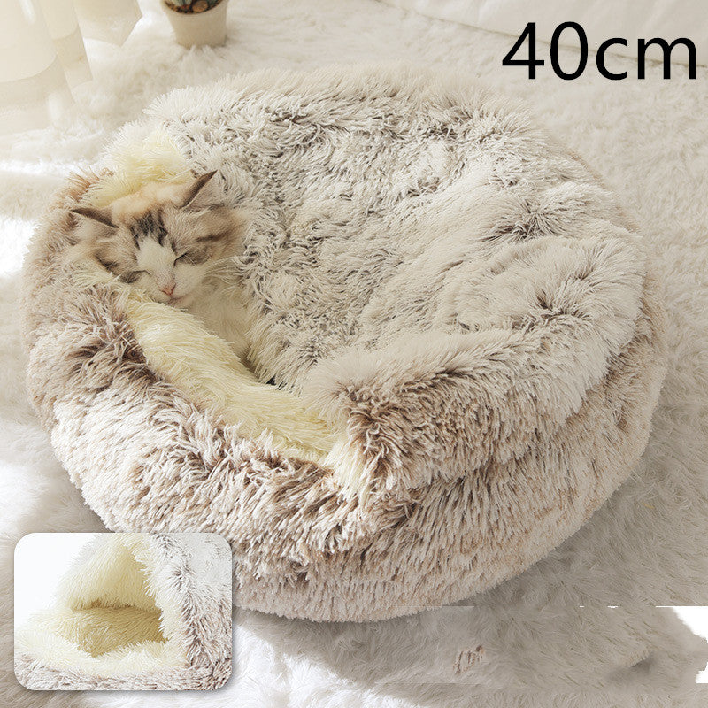 2-in-1 Luxury Plush Pet Bed – Ultra-Soft, Warm & Calming Dog & Cat Bed for Better Sleep