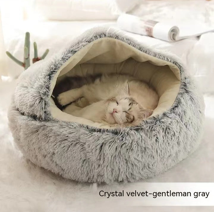 2-in-1 Luxury Plush Pet Bed – Ultra-Soft, Warm & Calming Dog & Cat Bed for Better Sleep
