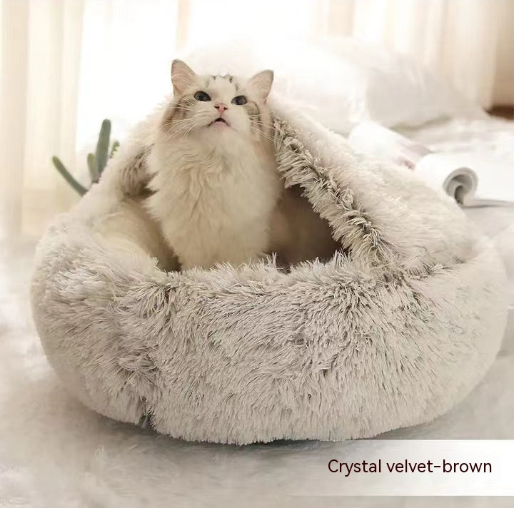 2-in-1 Luxury Plush Pet Bed – Ultra-Soft, Warm & Calming Dog & Cat Bed for Better Sleep