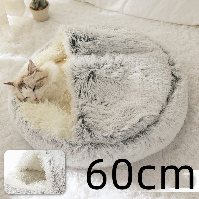 2-in-1 Luxury Plush Pet Bed – Ultra-Soft, Warm & Calming Dog & Cat Bed for Better Sleep