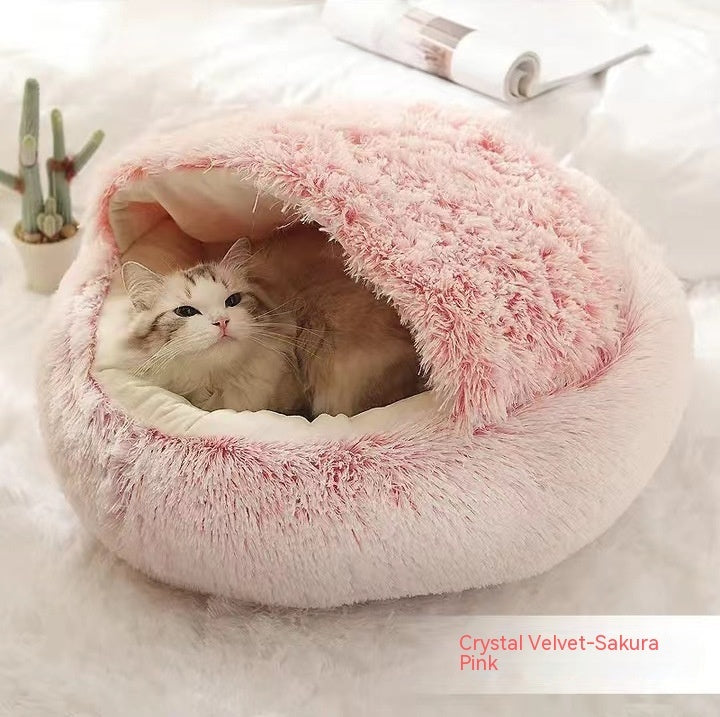 2-in-1 Luxury Plush Pet Bed – Ultra-Soft, Warm & Calming Dog & Cat Bed for Better Sleep