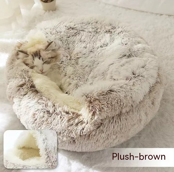 2-in-1 Luxury Plush Pet Bed – Ultra-Soft, Warm & Calming Dog & Cat Bed for Better Sleep